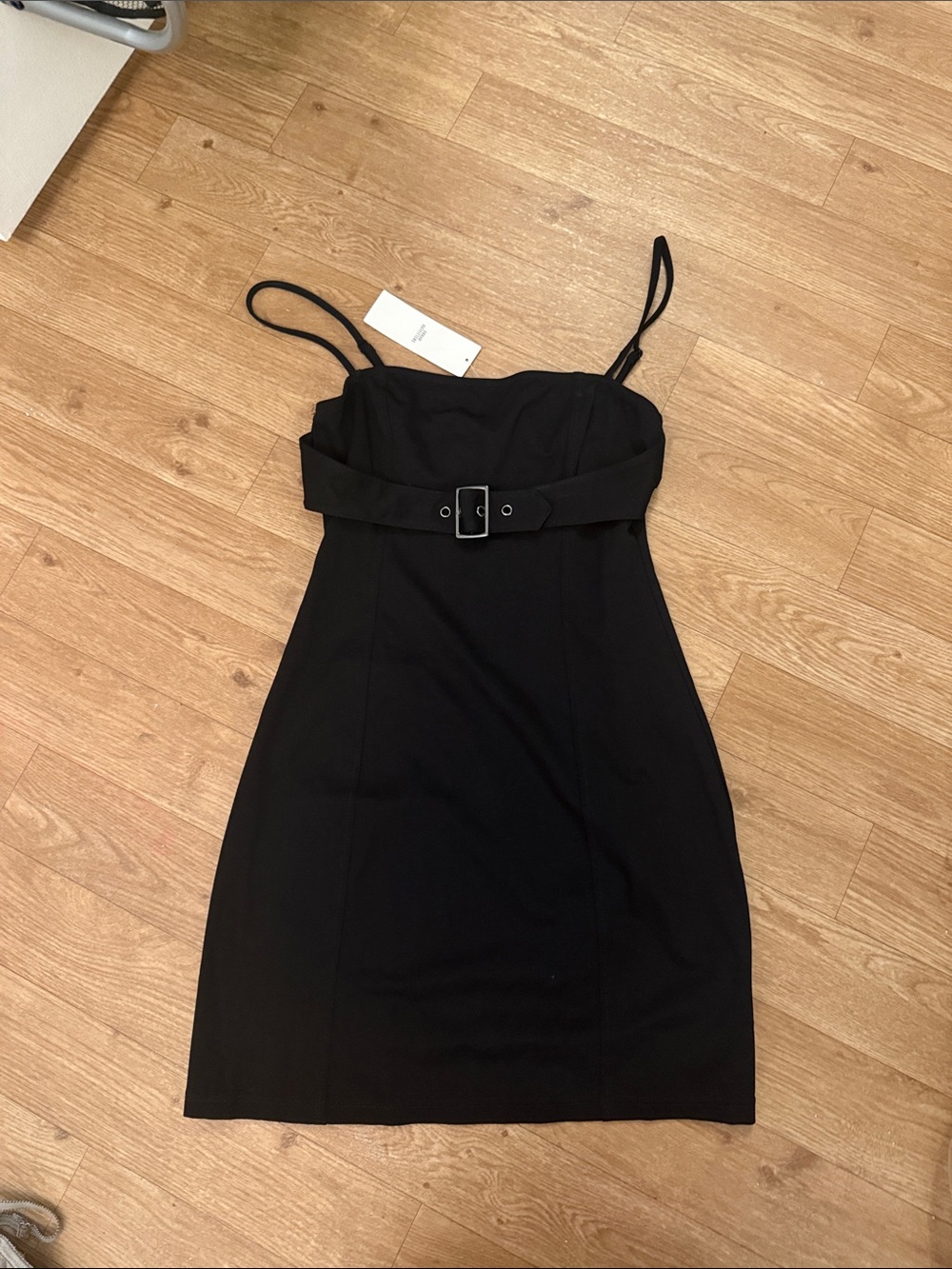 Black Belted Spaghetti-Strap Dress - Women